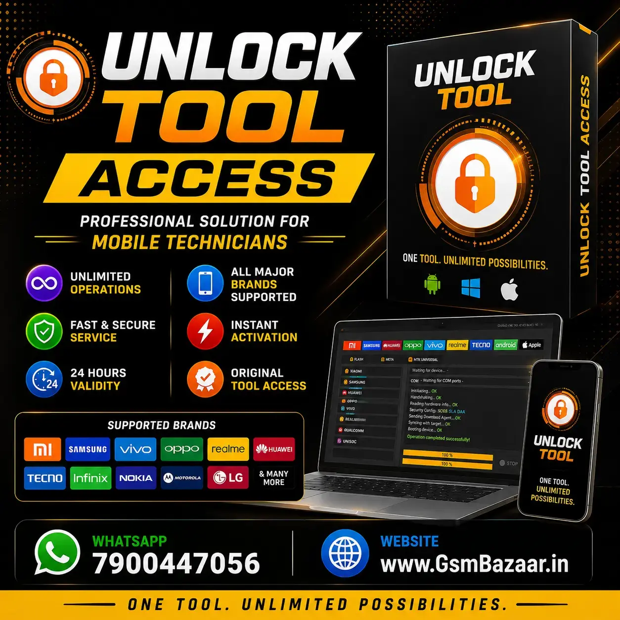 Unlock Tool 24 Hours Access License | Unlimited Mobile Unlocking & Servicing | Instant Activation