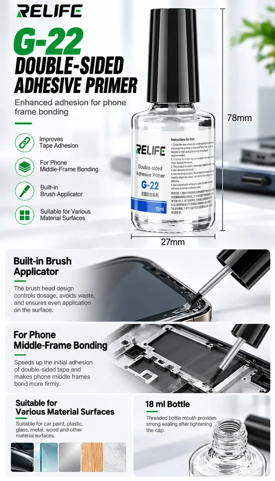 RELIFE G-22 Adhesive Primer Infographic