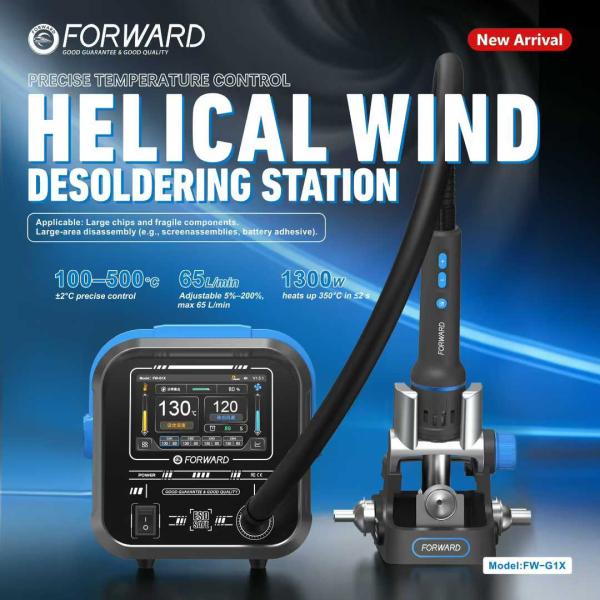 FORWARD FW-G1X Helical Wind Desoldering Station – 1300W Hot Air Rework Tool with 4.3" Touch Screen