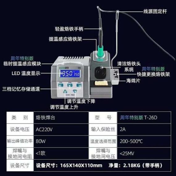 Sugon T26d Electric Soldering Station 110v/220v 80w Lead Free 2s Rapid Heating Soldering Iron Kit With Jbc Tips - Image 3